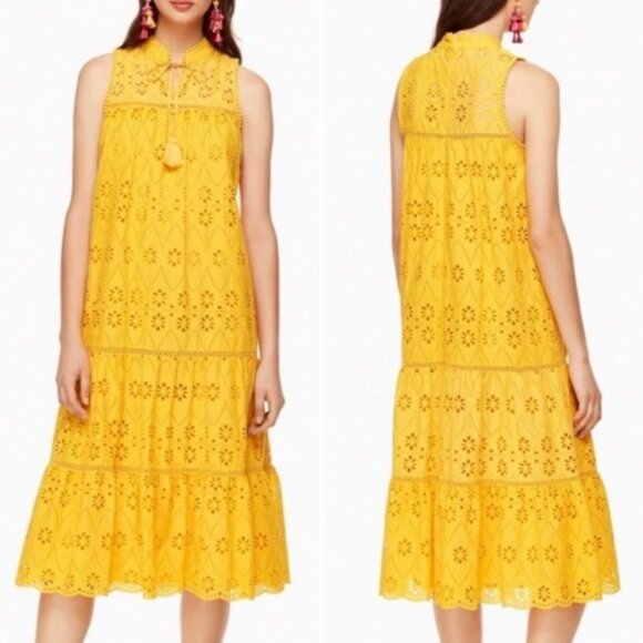 Kate Spade  Yellow Eyelet Patio Dress Sz XXS NWT - Picture 1 of 14